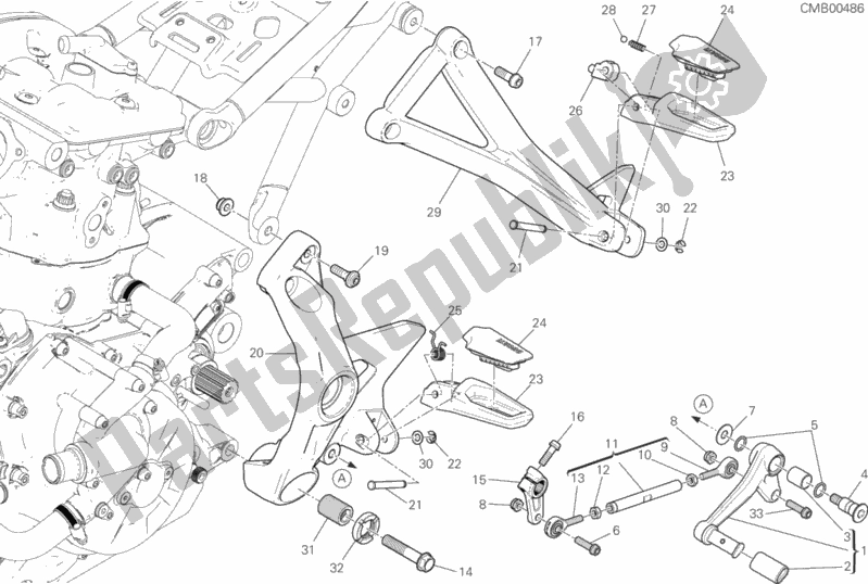 Tutte le parti per il Poggiapiedi, A Sinistra del Ducati Monster 1200 2017