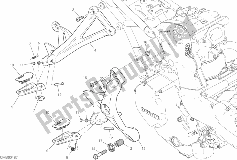 Tutte le parti per il Poggiapiedi, Giusto del Ducati Monster 1200 2017