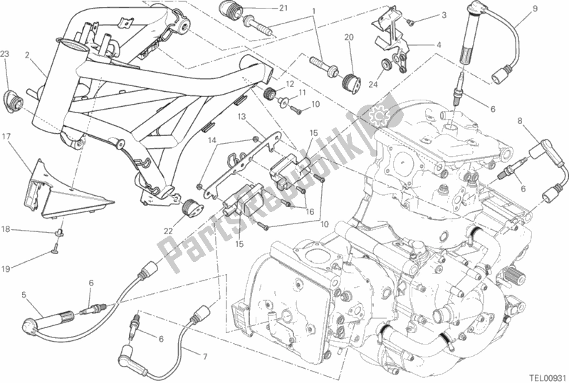 All parts for the Frame of the Ducati Monster 1200 2017