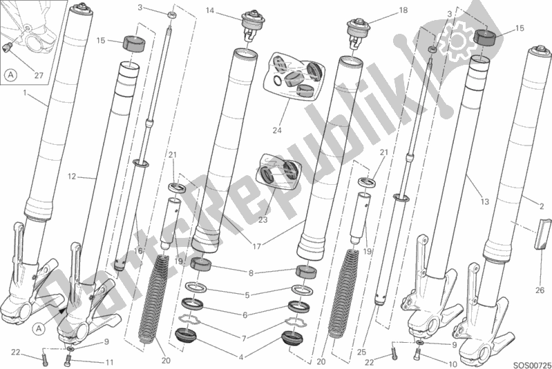 Tutte le parti per il Forcella Anteriore del Ducati Monster 1200 2017