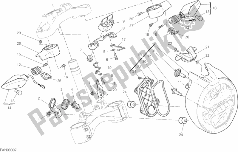 Alle onderdelen voor de Koplamp van de Ducati Monster 1200 2017