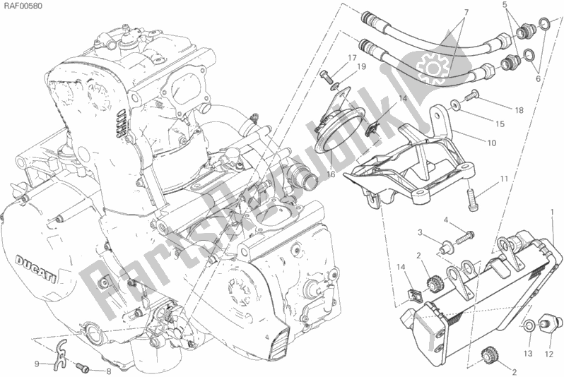 Alle onderdelen voor de Olie Koeler van de Ducati Monster 1200 2017
