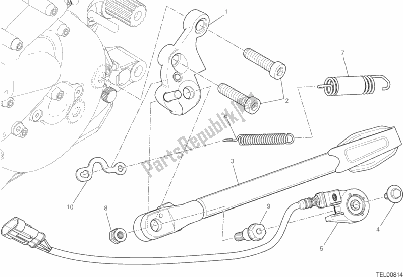 Alle onderdelen voor de Zij Stand van de Ducati Monster 1200 2017