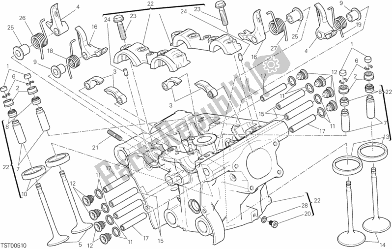 Alle onderdelen voor de Verticale Kop van de Ducati Monster 1200 2017