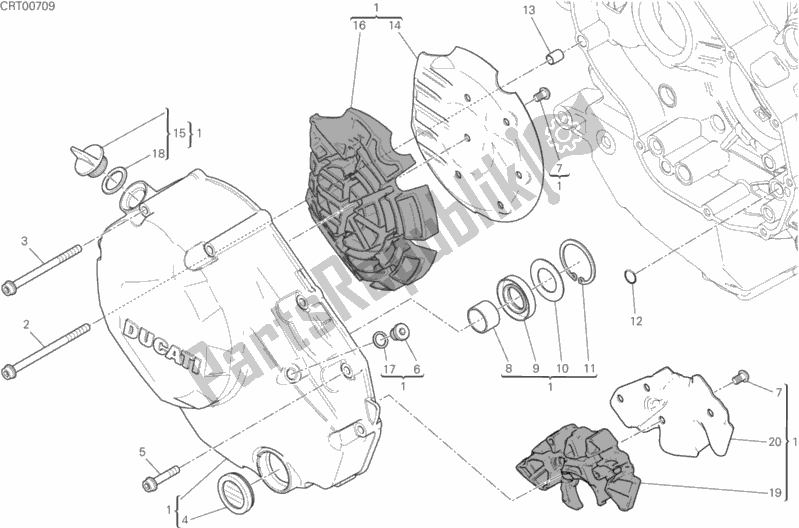 Alle onderdelen voor de Koppelingsdeksel van de Ducati Monster 1200 2018