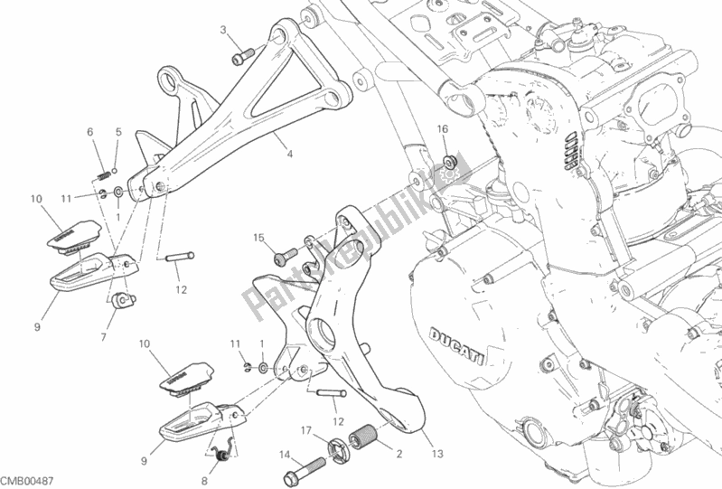 Todas las partes para Reposapiés, Derecha de Ducati Monster 1200 2018