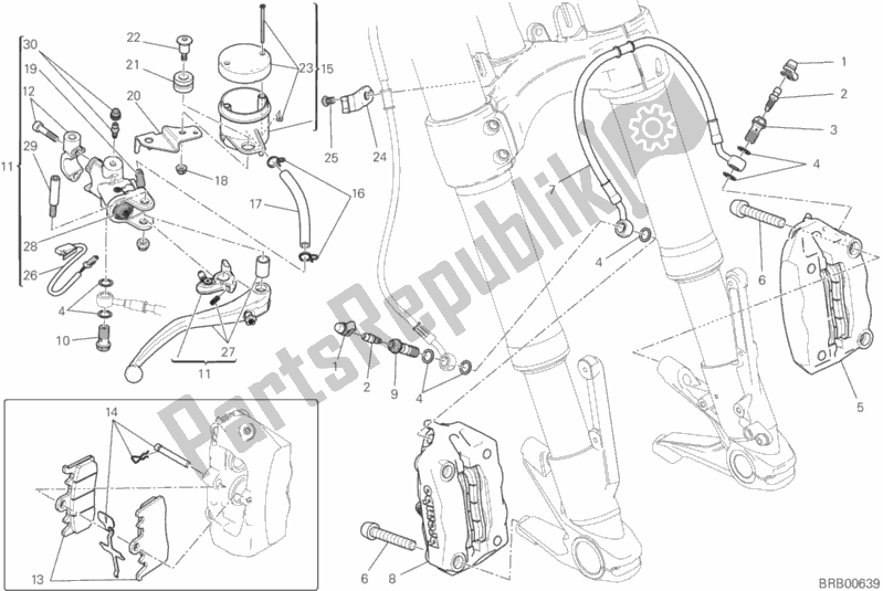 All parts for the Front Brake System of the Ducati Monster 1200 2018