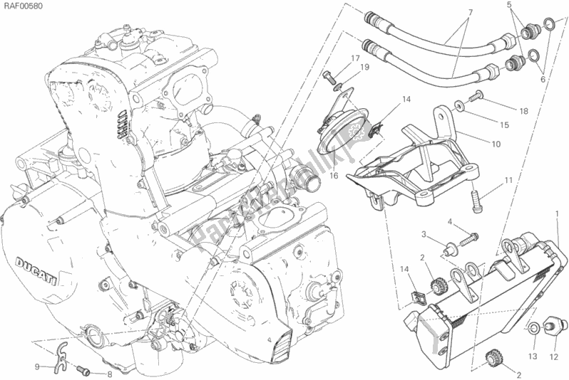 Alle onderdelen voor de Olie Koeler van de Ducati Monster 1200 2018