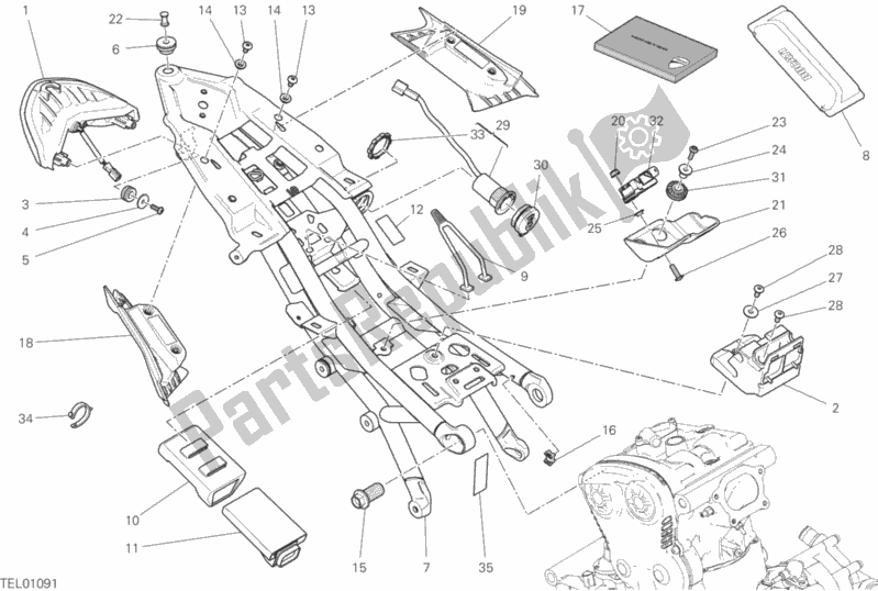 All parts for the Rear Frame Comp. Of the Ducati Monster 1200 2018