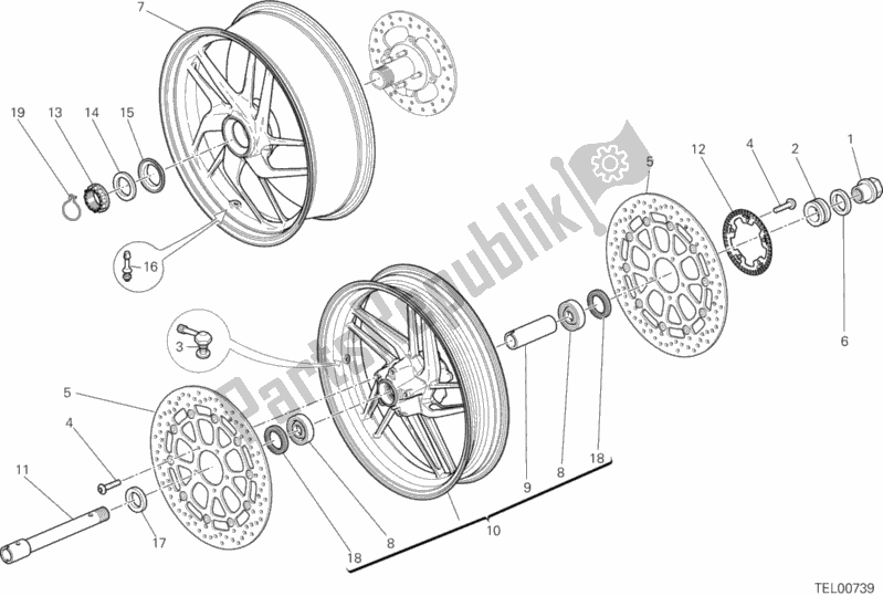 Toutes les pièces pour le Ruota Anteriore E Posteriore du Ducati Monster 1200 2018