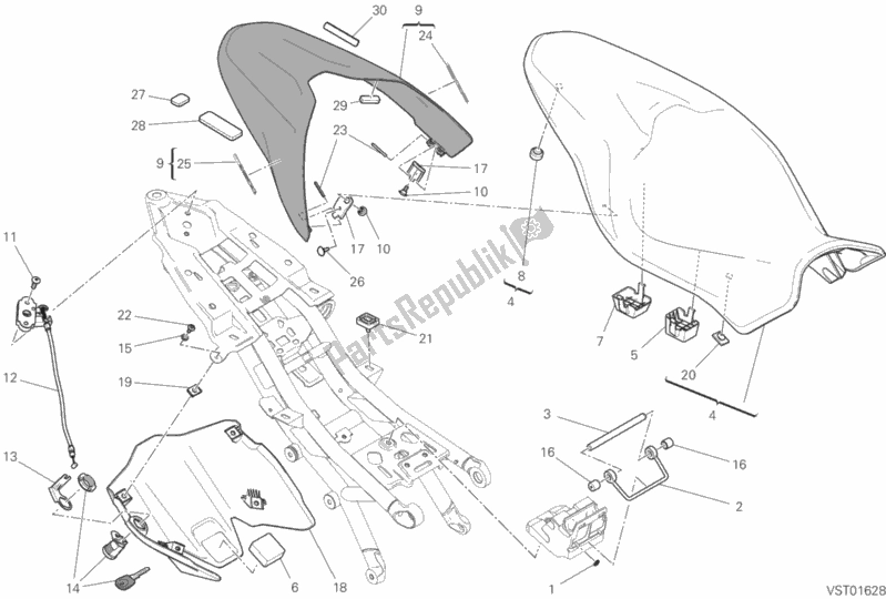 Alle onderdelen voor de Stoel van de Ducati Monster 1200 2018