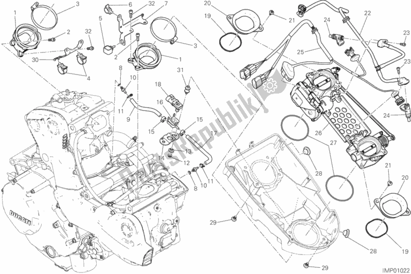 Alle onderdelen voor de Gasklephuis van de Ducati Monster 1200 2018