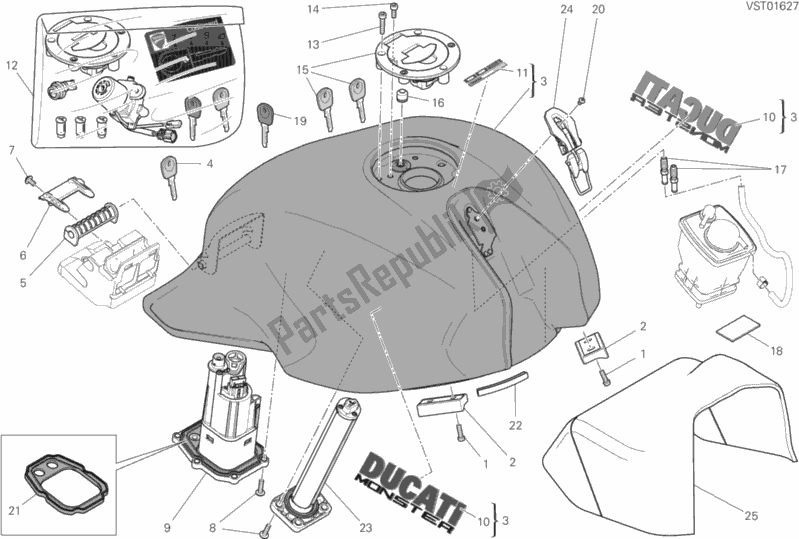 Todas las partes para 032 - Tanque De Combustible de Ducati Monster 1200 2019