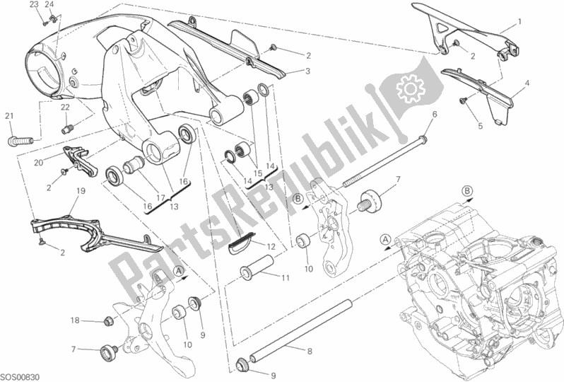 Todas as partes de 28a - Forcellone Posteriore do Ducati Monster 1200 2019