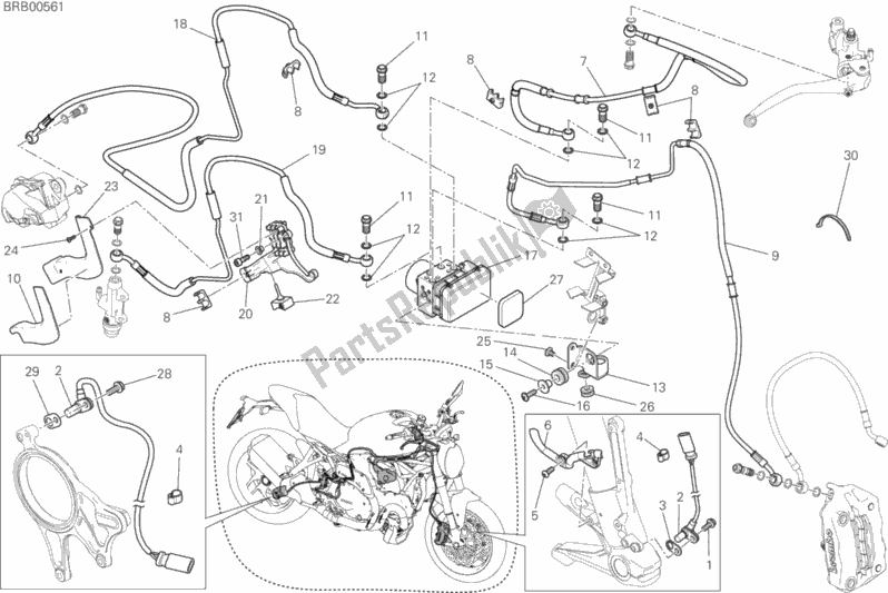 All parts for the Antilock Braking System (abs) of the Ducati Monster 1200 2019