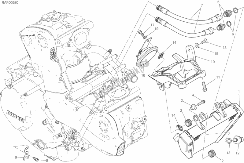 Alle onderdelen voor de Olie Koeler van de Ducati Monster 1200 2019