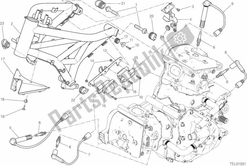 Todas las partes para 022 - Marco de Ducati Monster 1200 2020