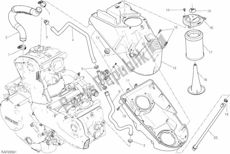 Alle onderdelen voor de Luchtinlaat - Olie-ontluchter van de Ducati Monster 1200 2020