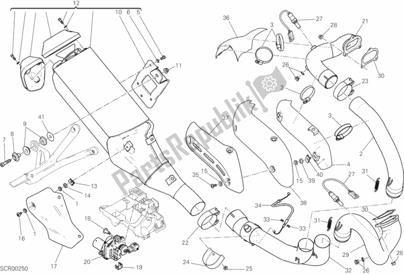 Alle onderdelen voor de Uitlaatsysteem van de Ducati Monster 1200 2020