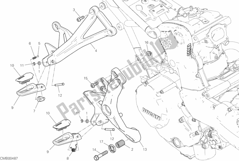 Todas las partes para Reposapiés, Derecha de Ducati Monster 1200 2020