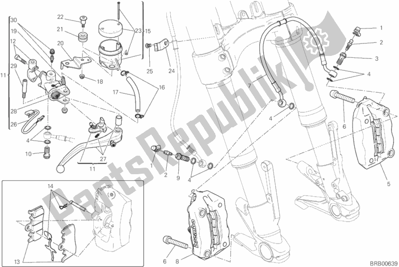 Todas as partes de Sistema De Freio Dianteiro do Ducati Monster 1200 2020