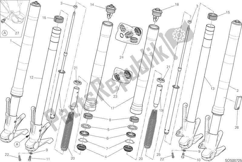 Todas las partes para Tenedor Frontal de Ducati Monster 1200 2020