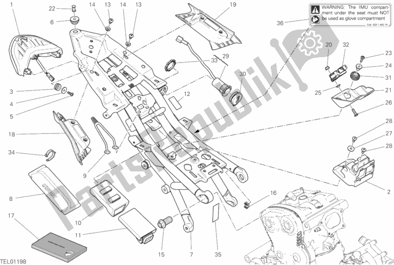 Todas as partes de Quadro Traseiro Comp. Do Ducati Monster 1200 2020