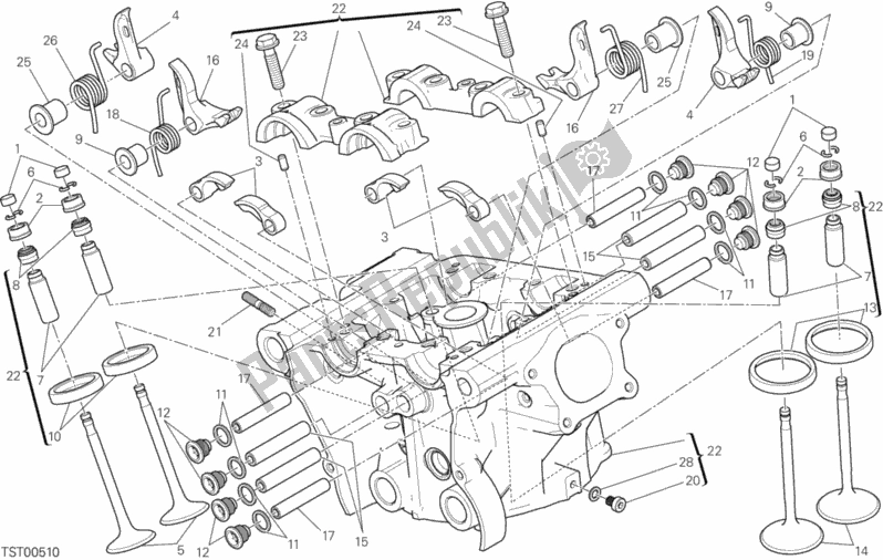 Alle onderdelen voor de Verticale Kop van de Ducati Monster 1200 2020