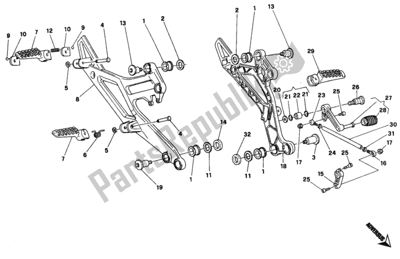 Todas las partes para Reposapiés de Ducati Monster 400 1996