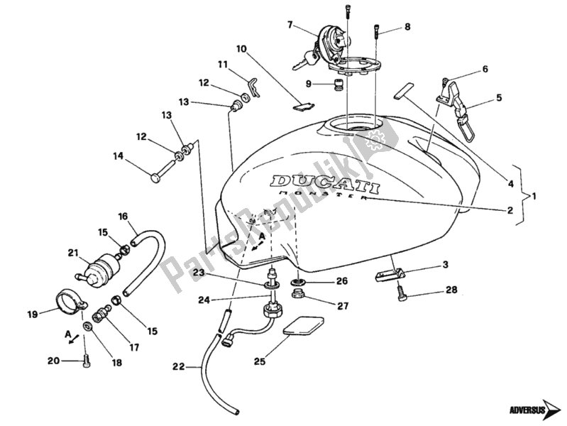 Tutte le parti per il Serbatoio Di Carburante del Ducati Monster 400 1996