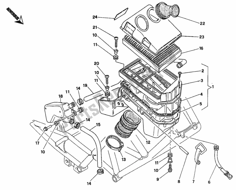 All parts for the Intake of the Ducati Monster 400 1996