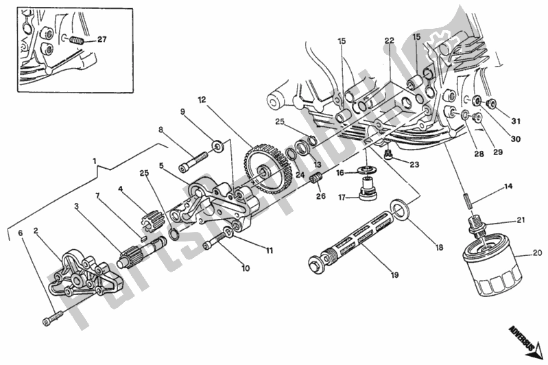 Tutte le parti per il Pompa Dell'olio - Filtro del Ducati Monster 400 1996