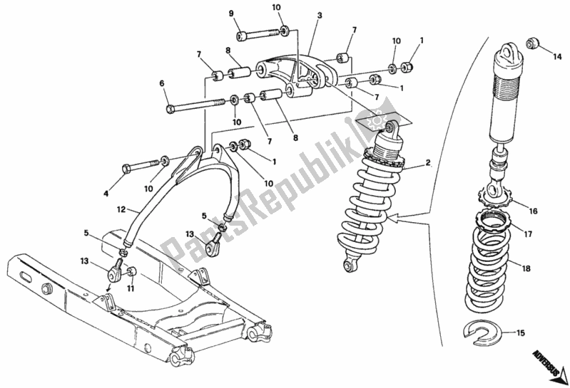 Todas las partes para Amortiguador Trasero de Ducati Monster 400 1996