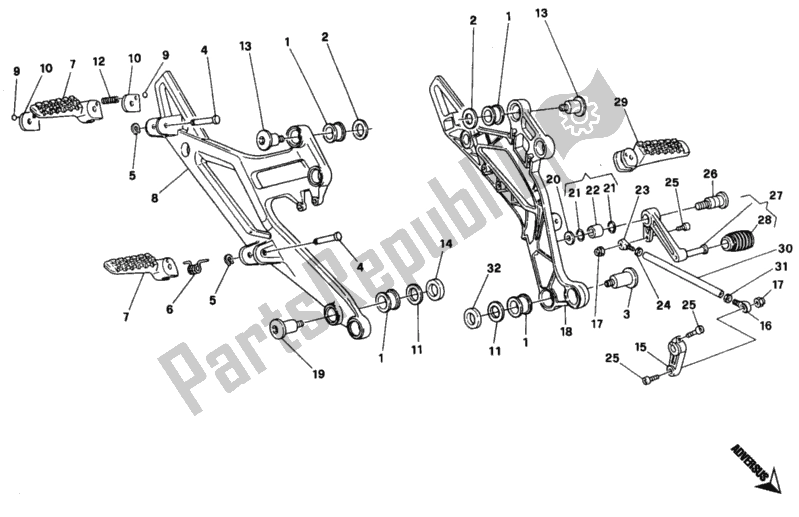 Tutte le parti per il Poggiapiedi del Ducati Monster 400 1997