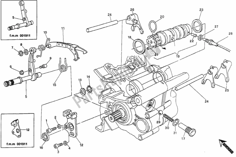 Tutte le parti per il Meccanismo Di Cambio Marcia del Ducati Monster 400 1997