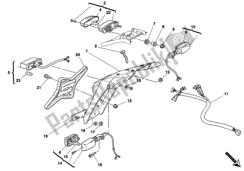 Todas as partes de Luz Traseira do Ducati Monster 400 1997