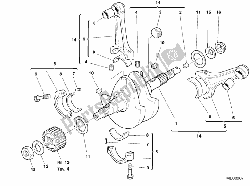 Tutte le parti per il Albero A Gomiti del Ducati Monster 400 2000