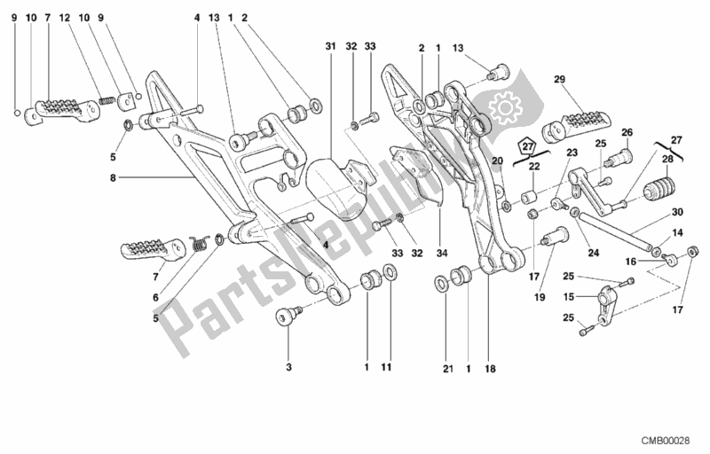 Tutte le parti per il Poggiapiedi del Ducati Monster 400 2000