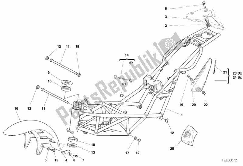 All parts for the Frame My01 of the Ducati Monster 400 2000
