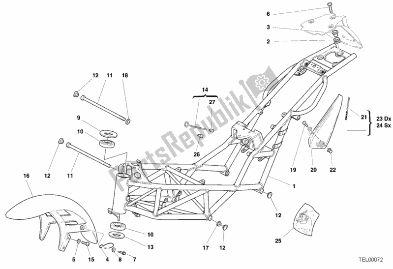 Tutte le parti per il Frame My01 del Ducati Monster 400 2000