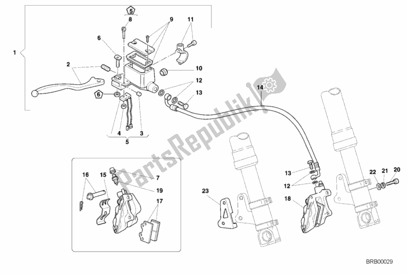 All parts for the Front Brake System of the Ducati Monster 400 2000