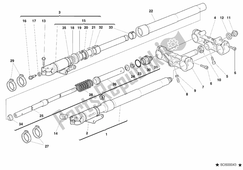 Todas las partes para Tenedor Frontal de Ducati Monster 400 2000