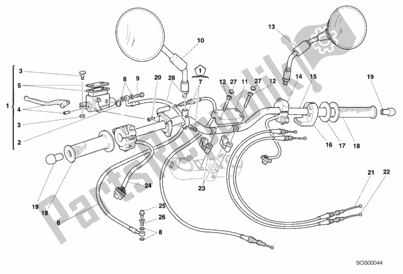 Tutte le parti per il Manubrio del Ducati Monster 400 2000