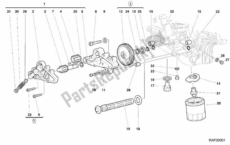 Alle onderdelen voor de Oliepomp - Filter My00 van de Ducati Monster 400 2000