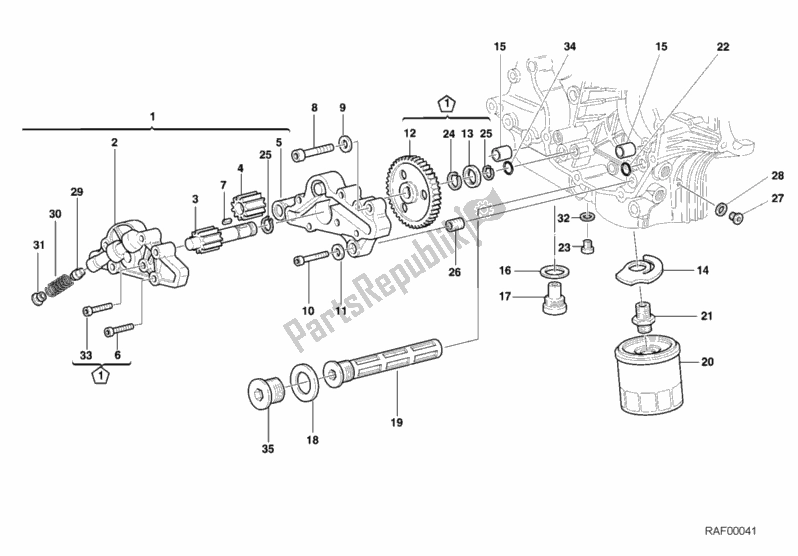 Tutte le parti per il Pompa Olio - Filtro My01 del Ducati Monster 400 2000