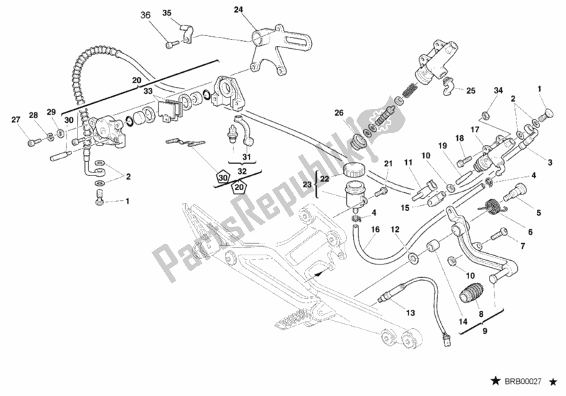 Tutte le parti per il Sistema Frenante Posteriore del Ducati Monster 400 2000