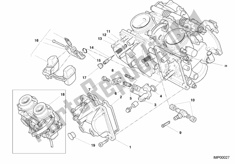 Alle onderdelen voor de Carburator van de Ducati Monster 400 2001