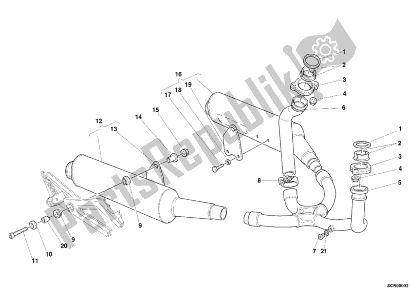 Todas las partes para Sistema De Escape de Ducati Monster 400 2001