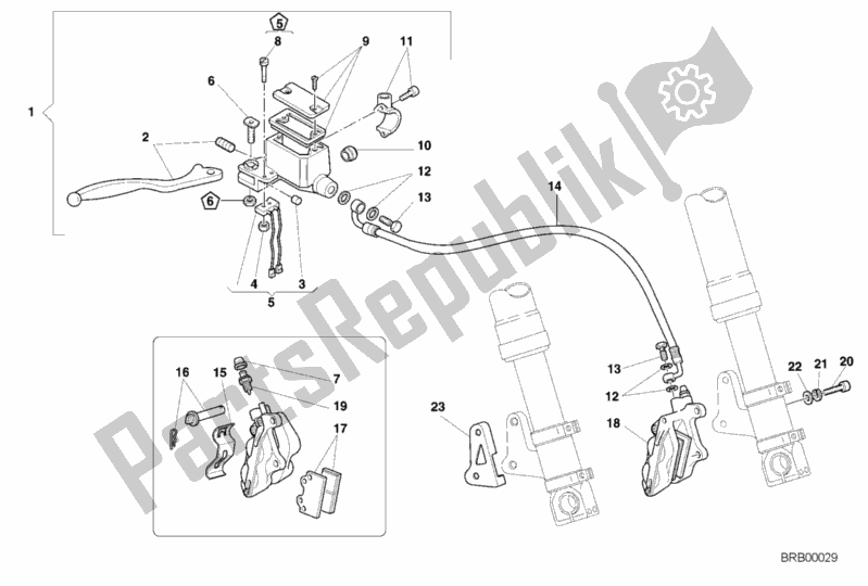 All parts for the Front Brake System of the Ducati Monster 400 2001