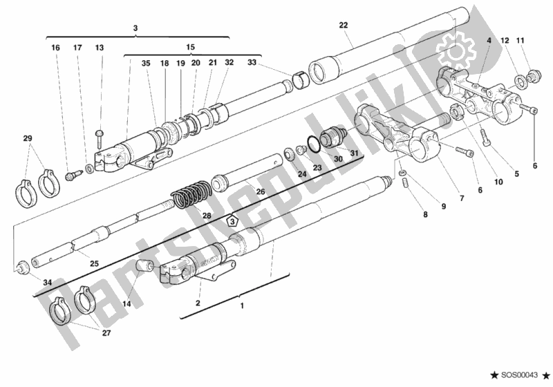 Tutte le parti per il Forcella Anteriore del Ducati Monster 400 2001